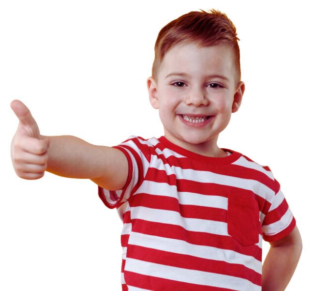 kid with thumbs up